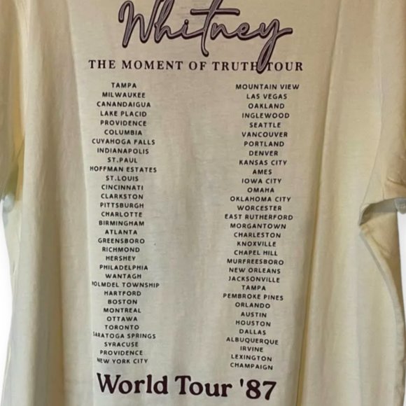 Whitney Houston 1987 World Tour Concert short sleeve T Shirt Women's Sz L - Picture 9 of 10